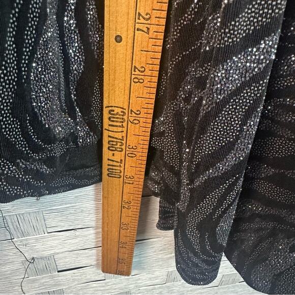 Java black & silver glittery layered blouse ruffle, sheer cuff evening plus size - Picture 11 of 13